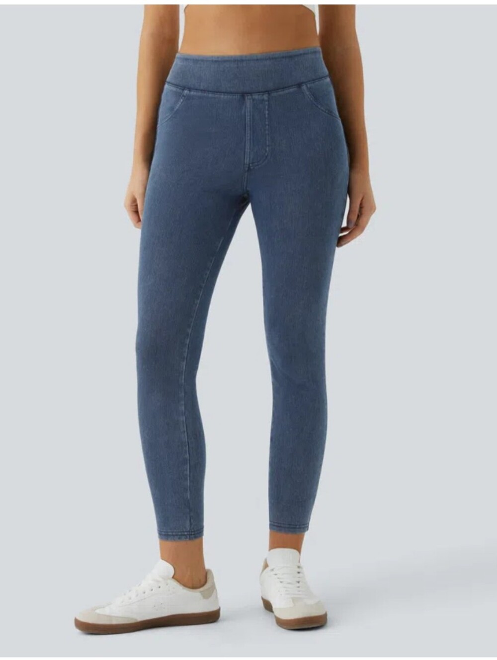 Halara Leggings Size M Denim Blue Flex High Waist Full Length Casual Athleisure